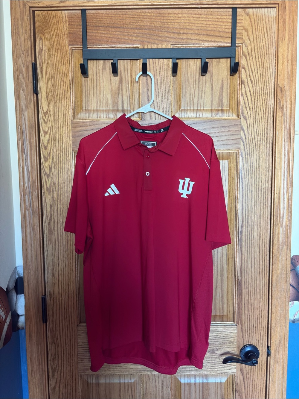 adidas Men's Crimson Indiana Polo with White Logos